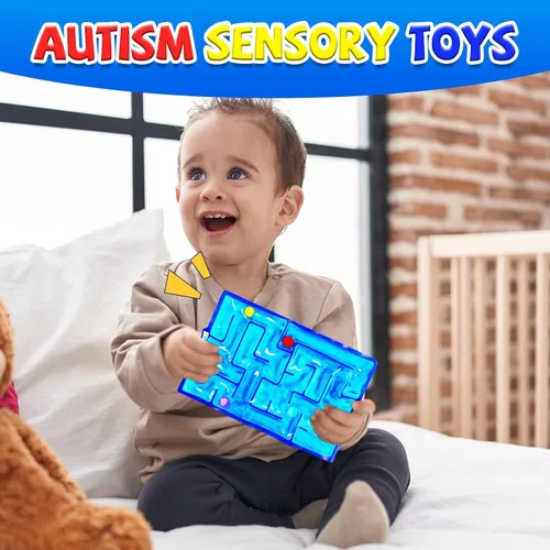 Vista 3 de Juguete sensorial de laberinto Fidget, juguetes sensoriales rellenos de gel para niños y adultos, para aliviar el estrés y la ansiedad, con relleno