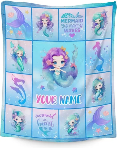 Vista 8 de Manta de cola de sirena, suave, mullida y cálida, manta pequeña de 30 x 40 pulgadas para sofá, oficina, colorida y bonita, regalos para niñas