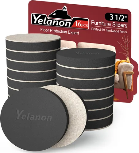 Vista 9 de Yelanon Deslizadores de muebles de fieltro, 8 piezas de 4 3/4 pulgadas deslizadores de muebles para alfombras, pisos de madera dura, deslizadores