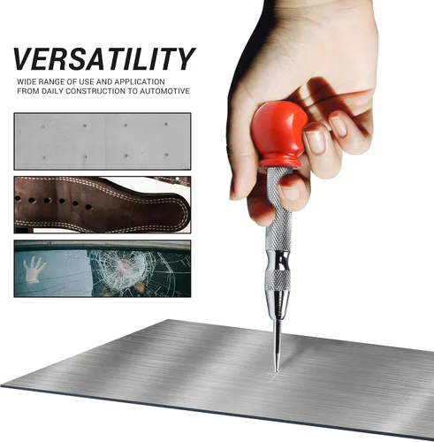 Vista 4 de Rok Hardware - Juego de 2 perforadoras automáticas de acero con resorte para metal, madera y plástico ROKCPUNCH