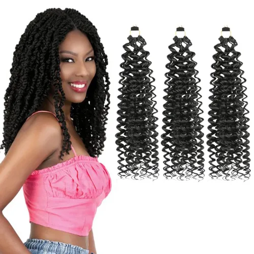 Vista 22 de 3 trenzas de ganchillo Passion Twist, cabello sintético preseparado para trenzar de 14 pulgadas, 3 paquetes de cabello trenzado pretrenzado