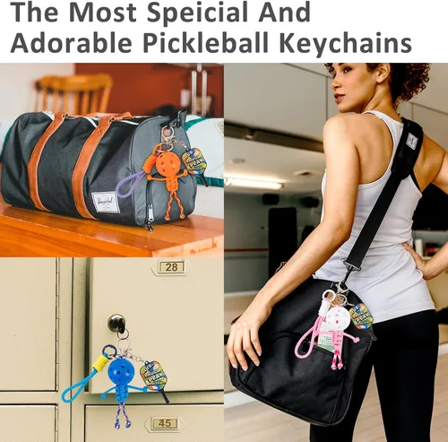 Vista 6 de 6 llaveros hechos a mano, regalos inspiradores para amantes del pickleball, mujeres y hombres, bonito diseño único en 6