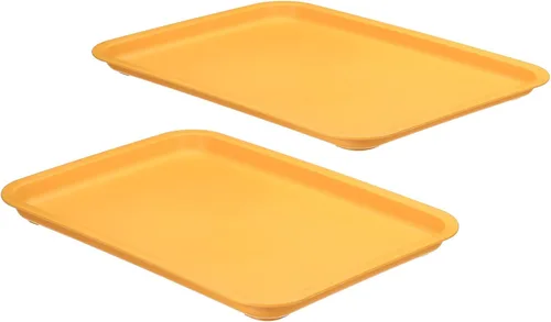 Vista 7 de PATIKIL Bandeja de comida rápida de 12 x 9, paquete de 2 bandejas rectangulares reutilizables de plástico multiusos para cafetería, restaurante, Azul