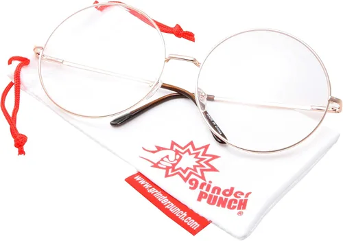 Vista 2 de grinderPUNCH XXL - Lentes de moda supergrandes con marco circular redondo transparente