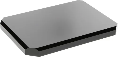 Vista 4 de Plymor Base de exhibición rectangular de corte de esquina biselada de acrílico negro, 4 "x 2" D x 0.75" H