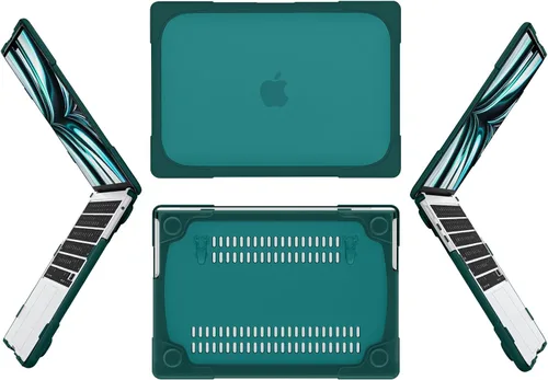 Vista 4 de Batianda - Funda resistente para MacBook Air de 15 pulgadas 2023-2026, color verde azulado Ergonomic Foldable Stand Holds 22 lbs, TPU Bumper