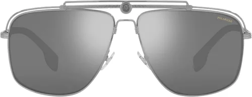 Vista 3 de Versace Gafas de sol para hombre marco de metal lentes de espejo gris oscuro polar 2402in