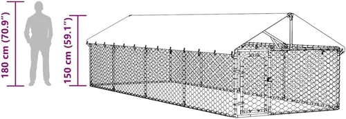 Vista 5 de vidaXL Perrera para perros al aire libre con techo 236.2"x78.7"x59.1