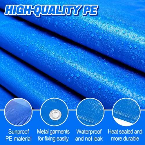 Vista 3 de Aulock Almohadillas de piscina de 16.4 x 16.4 pies para piscina sobre el suelo, lona rectangular impermeable de polietileno para piscinas de 8 a 15