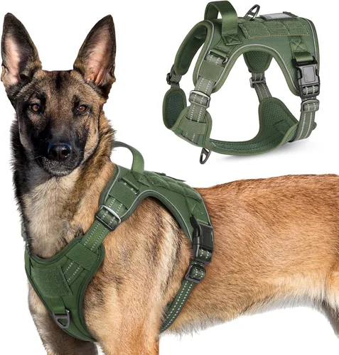 Vista 59 de rabbitgoo Arnés táctico para perros pequeños, chaleco de servicio militar sin tirones con asa y Molle, de fácil control para entrenar y caminar