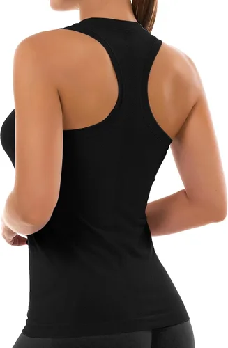 Vista 125 de MathCat Camisetas de entrenamiento para mujer, sin costuras, básicas, sin mangas, con espalda cruzada, atlética, yoga, correr, uso diario