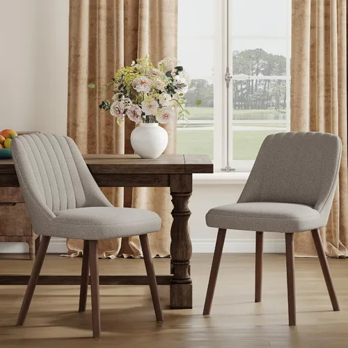 Vista 13 de MALOL Juego de 2 sillas tapizadas para comedor, sillas modernas de tela para cocina con respaldo, patas de madera para cocina, comedor, restaurante