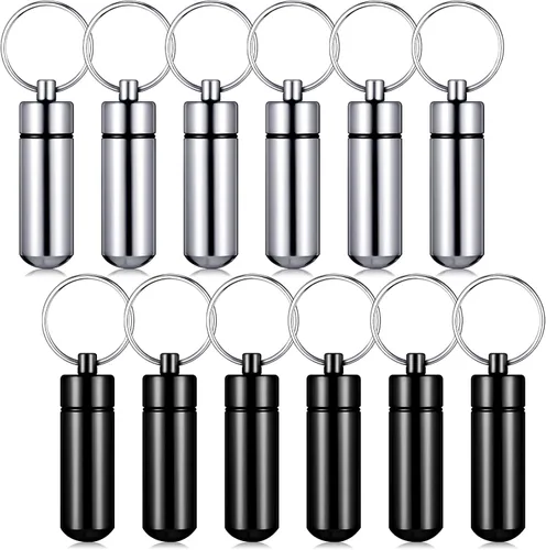 Vista 9 de Patelai 12 piezas de llavero portátil para pastillas, mini estuche de bolsillo para píldoras para hombres y mujeres, contenedores de geocache