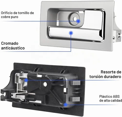 Vista 3 de Manija de puerta interior delantera trasera derecha del lado del pasajero compatible con Ford F150 2009 2010 2011 2012 2013 2014, sustituye a OE