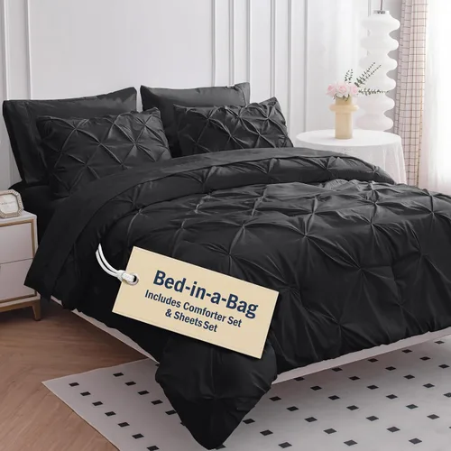 Vista 32 de LANE LINEN Juego de edredón individual de 5 piezas - Ropa de cama con diseño clásico de puntada pintuck - con 1 edredón, 1 funda de almohada, 1