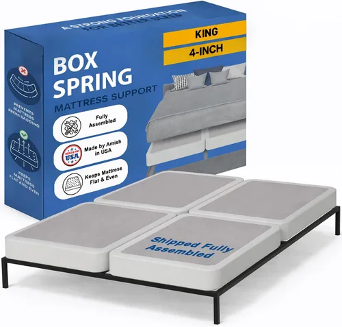Vista 17 de Greaton, Box Spring Bed Base Twin Size, 1.5-Inch Wood Mattress Foundation - Amish Made in USA – Quiet Noise Free, 2-Pieces Under Mattress-Support