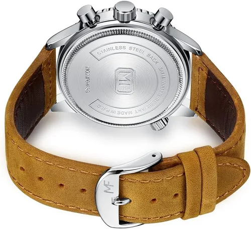 Vista 6 de Mini Focus - Reloj de cuarzo de acero inoxidable para hombre, color dorado, verde, impermeable, con cronógrafo, fecha automática de 24 horas, 0463