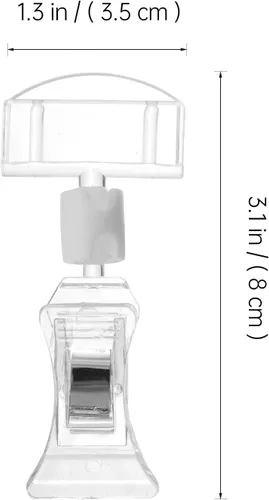 Vista 4 de Mini soporte de acrílico para letreros con clips, etiqueta de acrílico transparente con abrazaderas, soporte de nombre de plástico