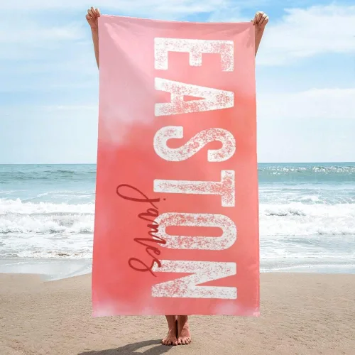 Vista 12 de Toalla de playa personalizada con nombre para playa, piscina, diversión de verano, regalos para niños, adultos y parejas (azul)