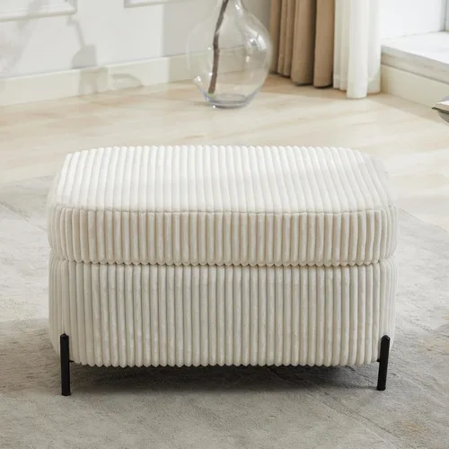 Vista 4 de Otomana redonda con patas de metal negro, reposapiés de 22.05 pulgadas de ancho, reposapiés tapizado para sala de estar, dormitorio, entrada