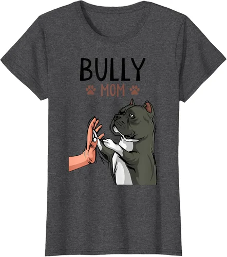 Vista 6 de American Bully Mom Cute Dog Mama Camiseta divertida para mujer, Blanco, S