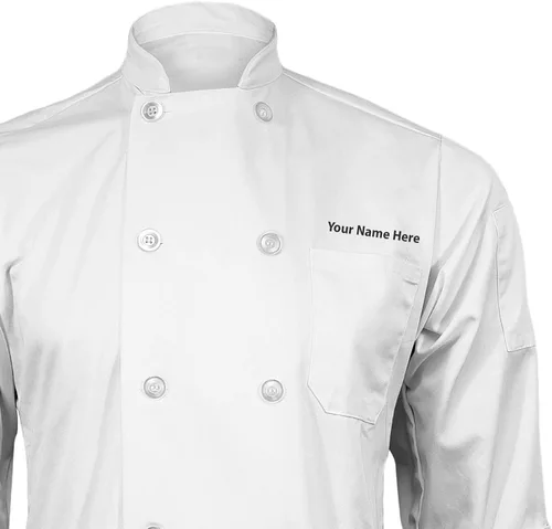 Vista 2 de ChefsCloset Abrigo de chef bordado blanco personalizado, chaqueta de chef personalizada, talla XL