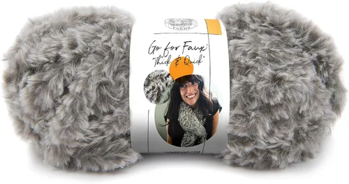 Vista 7 de Lion Brand Yarn (1 madeja) Go for Faux Thick & Quick hilo voluminoso, Baked Alaska Jumbo Faux Fur Knit & Crochet Fiber for Plush Blankets, Cozy