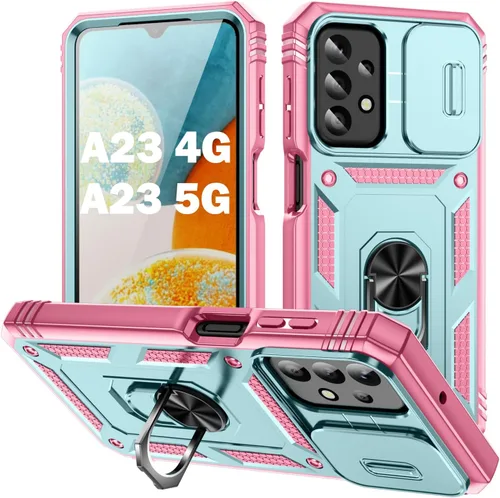 Vista 193 de PASNEW Funda militar para iPhone 13 Pro Max, cubierta de cámara deslizante y soporte de anillo de metal de 360°, carcasa rígida multicapa resistente
