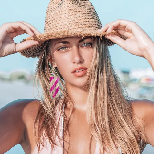 Vista 4 de Aretes bohemios de cuentas de semillas para mujer, hechos a mano, aretes de borla con cuentas para mujer