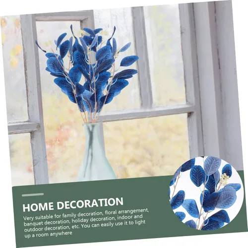 Vista 7 de IMIKEYA 3 piezas de hojas de eucalipto simuladas decoración para el hogar, ramo de flores artificiales, vegetación de granja, eucalipto, secado