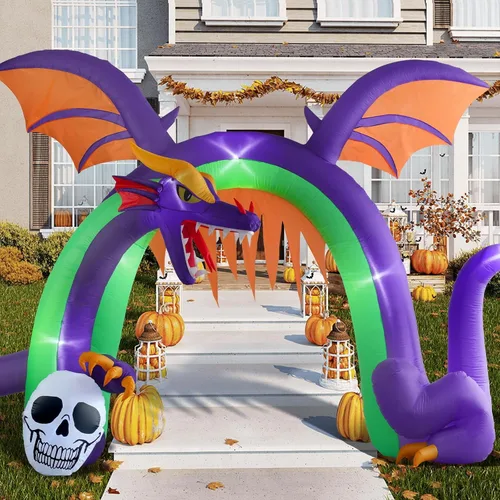 Vista 8 de Amazingforless - Decoración inflable de Halloween para patio inflable de Halloween con luces LED brillantes, tela resistente a la intemperie
