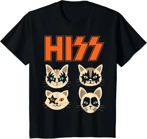 Vista 69 de Camiseta Hiss Funny Cats Kittens Rock Rockin, Negro