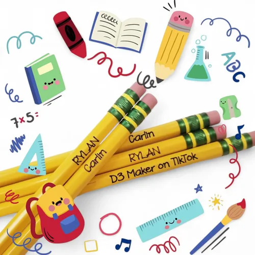 Vista 4 de 12 lápices #2 grabados personalizados Pequeña empresa de Estados Unidos Juego de lápices para grabar tu nombre Regreso a la escuela Lápices