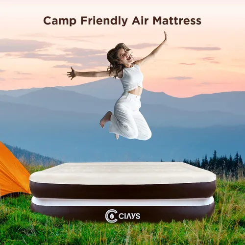 Vista 7 de Colchón de aire para campamento a prueba de fugas con bomba recargable USB, colchón de aire Queen con bolsa de transporte para el hogar, camping