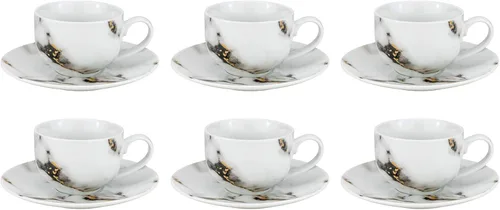 Vista 7 de Euro Porcelain Juego de comedor de mármol azul de 16 piezas, vajilla de porcelana fina con servicio de acento de placa de oro de 24 quilates para 4