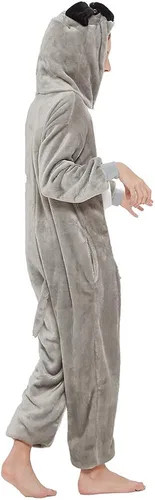 Vista 5 de ANBOTA Pijama de una pieza para perros y niños, diseño de animal de forro polar, Halloween, cosplay, Navidad, Pascua, Bulldog