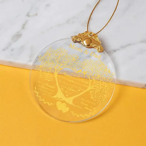 Vista 4 de Regalo de adorno de aniversario para mamá y papá de boda, adorno de aniversario de mamá y papá, regalo de adornos de vidrio de Navidad para mamás