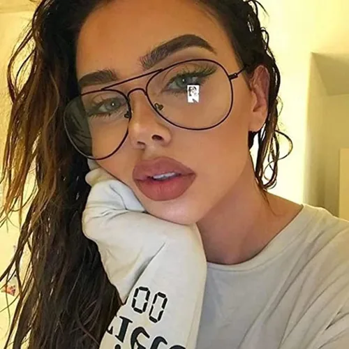 Vista 2 de HJSTES Lentes transparentes de aviador, luz azul, para mujeres y hombres, montura piloto clásica, sin receta