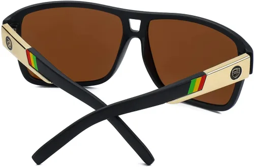Vista 4 de Gleyemor Gafas de sol cuadradas polarizadas para hombre, gafas de sol deportivas con protección UV (marrón)