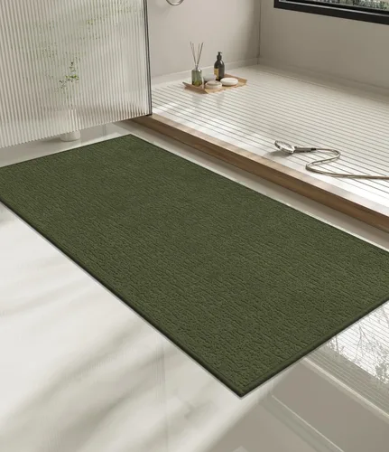 Vista 46 de Chakme Juego de 2 alfombras de baño ultrafinas, absorbentes, antideslizantes, lavables a máquina, color negro, 17 x 24 pulgadas / 17 x 30 pulgadas