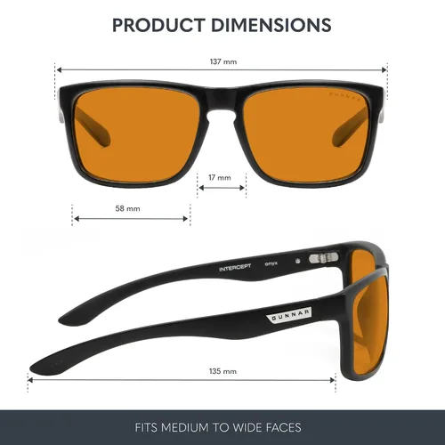 Vista 7 de GUNNAR Gafas de juego - Intercept Onyx Amber Max Lens - Bloqueo de luz azul alivia el ojo seco
