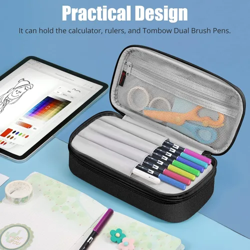 Vista 5 de FINPAC Estuche para lápices, caja de lápices de gran capacidad, organizador de almacenamiento de artículos de papelería para mujeres, hombres