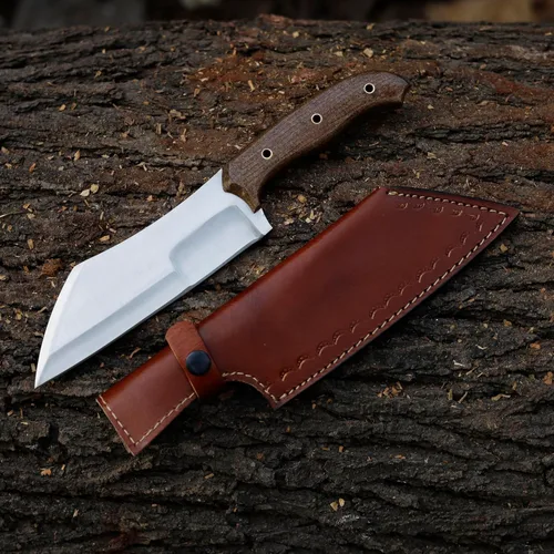 Vista 10 de Cuchillo Bowie con funda, cuchillo de caza de hoja fija para camping, senderismo, bushcraft, equipo al aire libre, cuchillo de supervivencia