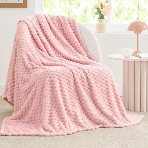 Vista 48 de BEDELITE Manta de forro polar para sofá y cama, manta decorativa de jacquard 3D de almendra, súper suave y acogedora, manta mullida cálida adecuada