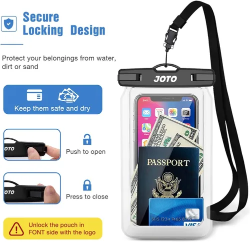 Vista 4 de JOTO Float - Bolsa impermeable flotante para teléfono celular, funda impermeable universal para iPhone 13 Pro Max 12 11 XS XR 8 7 Galaxy Pixel hasta
