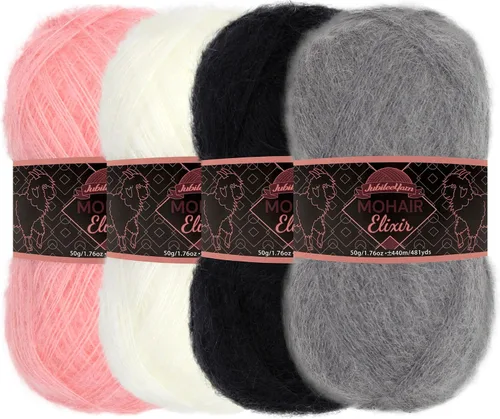 Vista 96 de JubileeYarn Mohair Elixir Yarn - 50g/Skein Baby Wool Blend - Cosmopolitan - 1 Skein