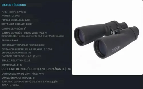 Vista 9 de Celestron Echelon - Prismáticos Porro de 20 x 70 para observación de largo alcance