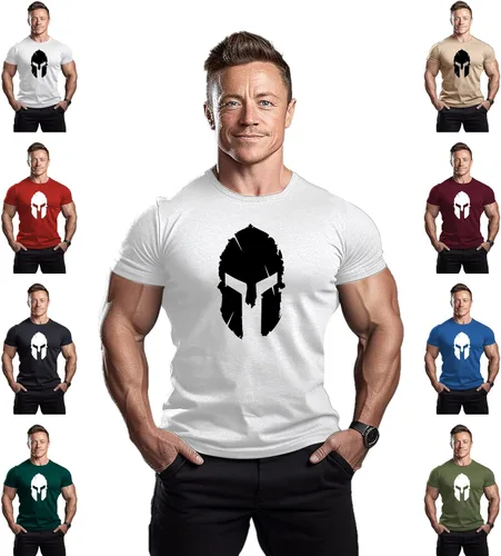 Vista 3 de Spartan Helmet - Camiseta de culturismo para hombre - Entrenamiento de gimnasio Top Fitness