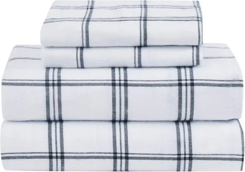 Vista 2 de TRULY SOFT Bristol - Juego de sábanas de franela de algodón múltiple de 3 piezas, diseño a cuadros, para hombres y mujeres, certificado Oeko-TEX