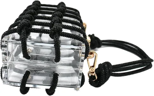 Vista 3 de DJBM Bolso de noche de acrílico transparente con diamantes de imitación brillantes, adornado con cristales con purpurina, nudo de cuerda, bolso